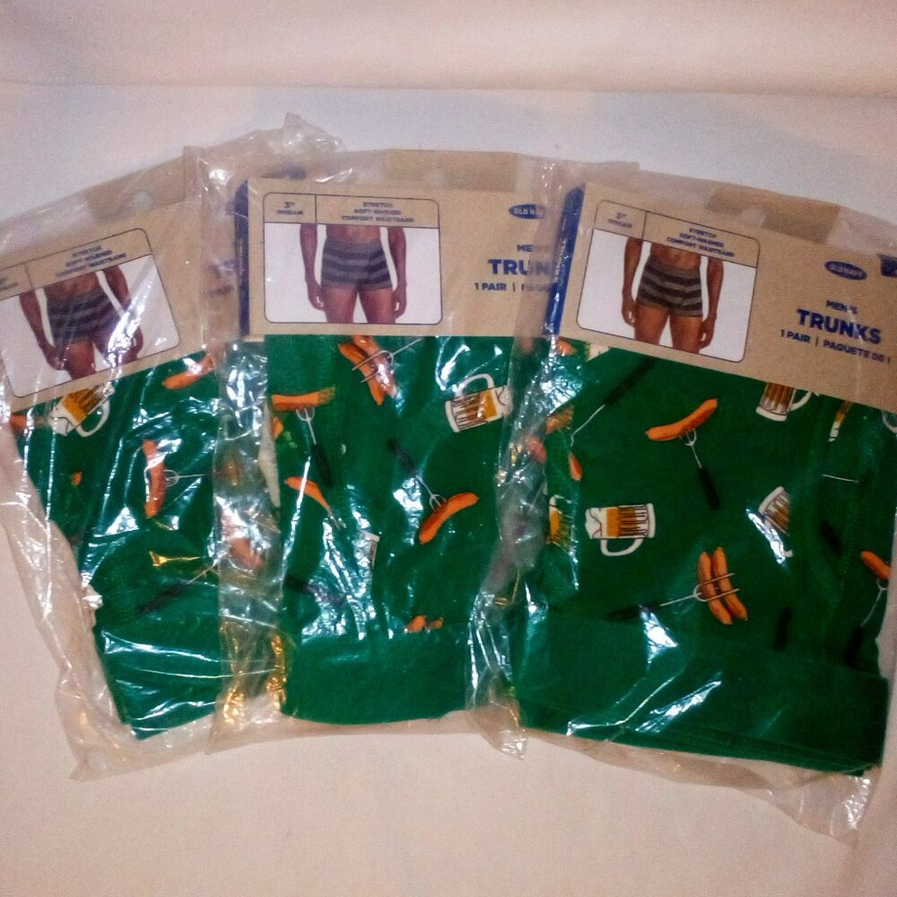 (3) Trunk/Brief & (6) Sock Bundle: Beer & Weiner.  3" Inseam.  Med.  Ankle.  New